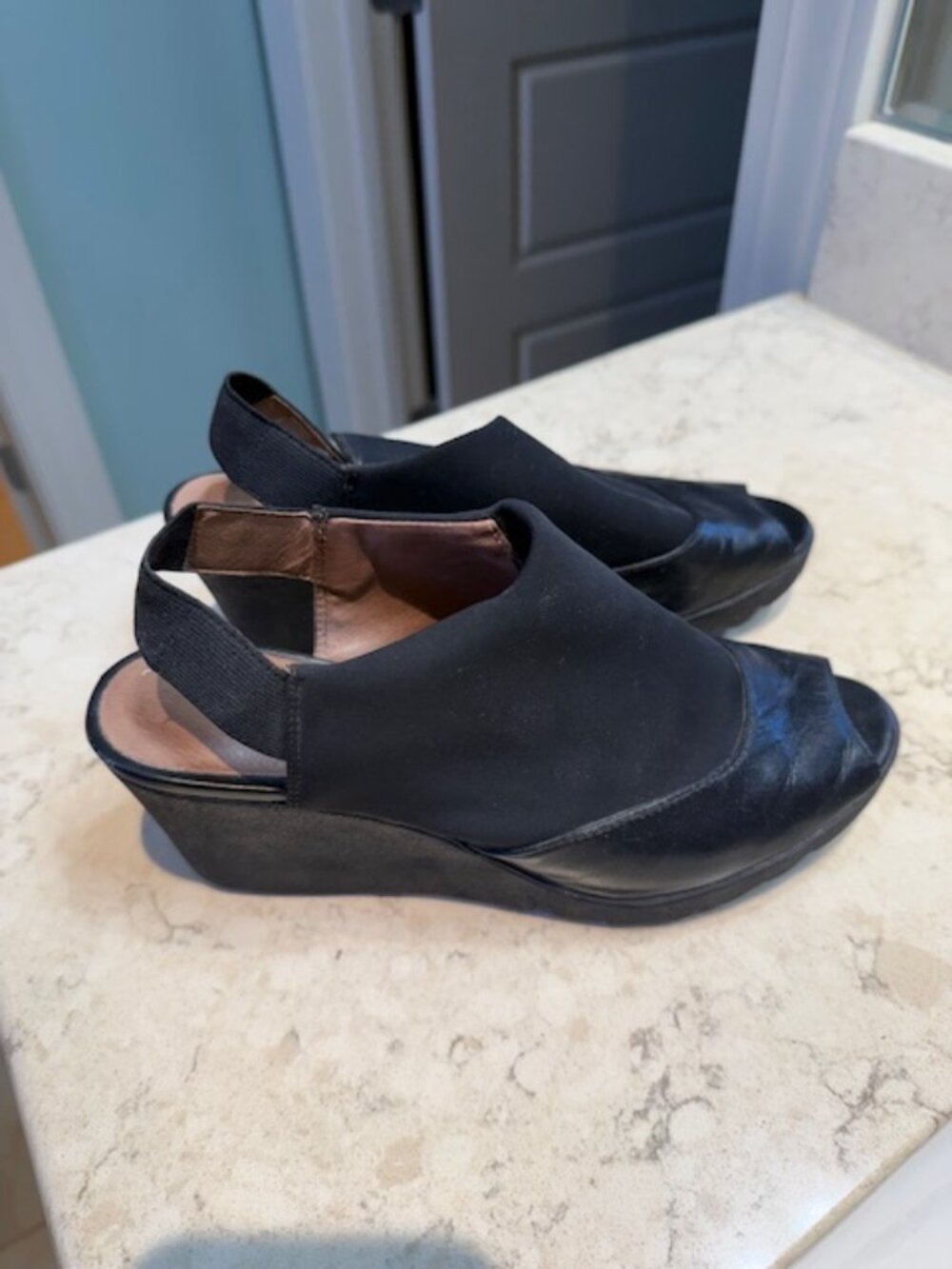 Black Donald J. Pliner Wedge Sandals - Size 8